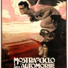 7382.Mostra del ciclo.angel flying next to man racing car.POSTER.art wall decor