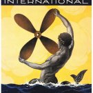 6458.Salon nautique internationale.man holding propeller.POSTER.art wall decor