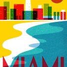 4168.Miami travel ad.beach.city landscape.art deco.POSTER.Home School art decor