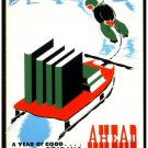 5656.A year of good reading.ahead.boy sleds in winter.POSTER Home Office decor