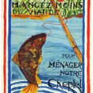 9855.Mangez-moins de viand.fish caught on hook.POSTER.home decor graphic art 9855.Mangez-moins de viand.fish caught on hook.POSTER.home decor graphic art