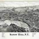 2786.Sandy Hill New York 1883 Aerial View Map POSTER.Home School Office Decor