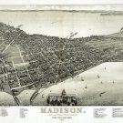 2930.Madison Wisconsin 1886 Aerial View Map POSTER.Home School Office.History