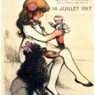 8026.Journée de paris.girl with flower in hair.poodle.POSTER.art wall decor