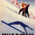 9413.Valle d'aosta.three people on snowy hill.POSTER.decor Home Office art