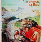 7437.le Pneu Michelin racing red car on countryside POSTER.French wall decor