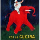 7425.Per la cucina.végétaline.man riding red elephant.POSTER.art wall decor