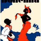 7026.Retro Man smoking cigarette plays bongos to lady.POSTER.art wall decor 7026.Retro Man smoking cigarette plays bongos to lady.POSTER.art wall decor