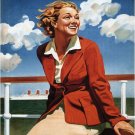 4687.Canada pacific.woman in suit on deck.POSTER.decor Home Office art