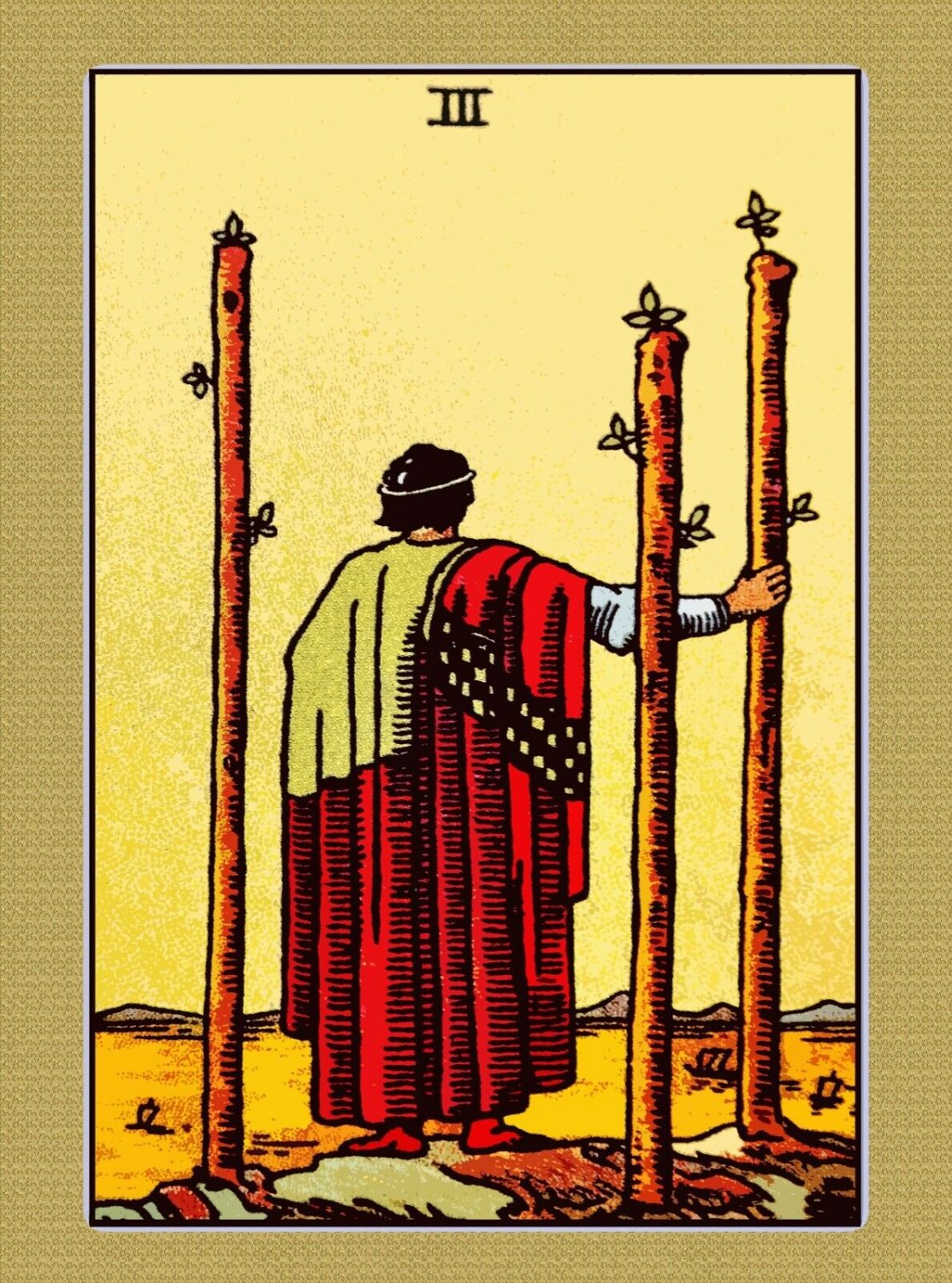 Decoration Poster from Vintage Tarot Card.Three of Clubs.Home Wall Decor.11388