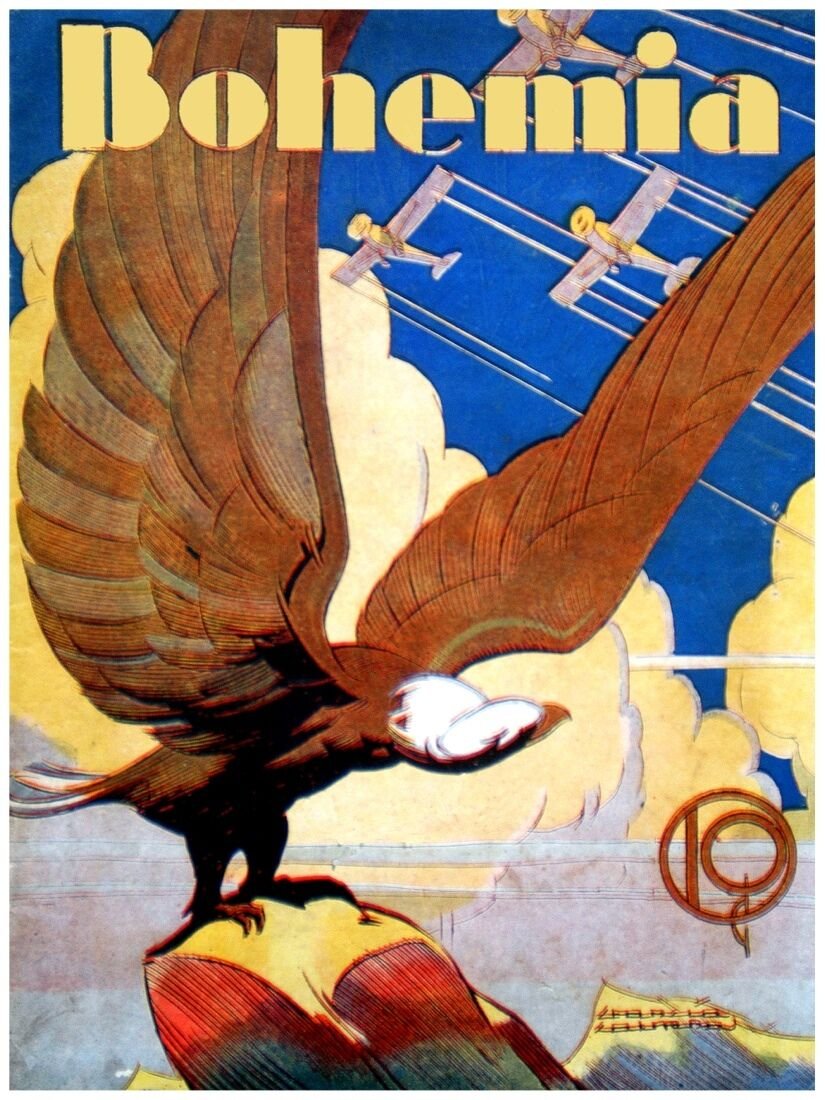 7021.Retro Eagle looking at three planes fly by.POSTER.art wall decor