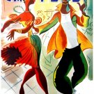 7096.Retro Young black couple racing at a party.POSTER.art wall decor