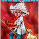 5705.Retro boy with newspaper hat riding broom.with dog.POSTER.art wall decor