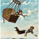 9610.Woman looks as man falls from hot air balloon.POSTER.decor Home Office art