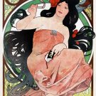 3546.Art Nouveau Fashion POSTER.Fancy Victorian Mucha Job girl.Home store decor