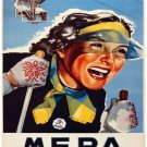 9826.Mera.woman skiing.couple on lift.Travel POSTER.Exciting wall ski decor art