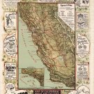 6629.Decor Poster.1895 California map for bicycles club.Bike shop decoration art