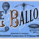 6932.Le Ballon.blue poster highlighting hot air balloons.POSTER.art wall decor
