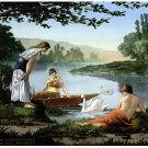 6911.Decoration Poster.Home interior design.Room wall art.Women picnic and swan 6911.Decoration Poster.Home interior design.Room wall art.Women picnic and swan