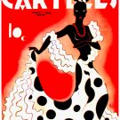 7819.Retro woman wears black and white dress dances.POSTER.art wall decor