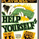5635.Hollywood playhouse.help yourself.federal theatre.POSTER.Home Office decor