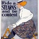 5547.Ride a STEARNS and be content.woman riding bike.POSTER.Home Office decor