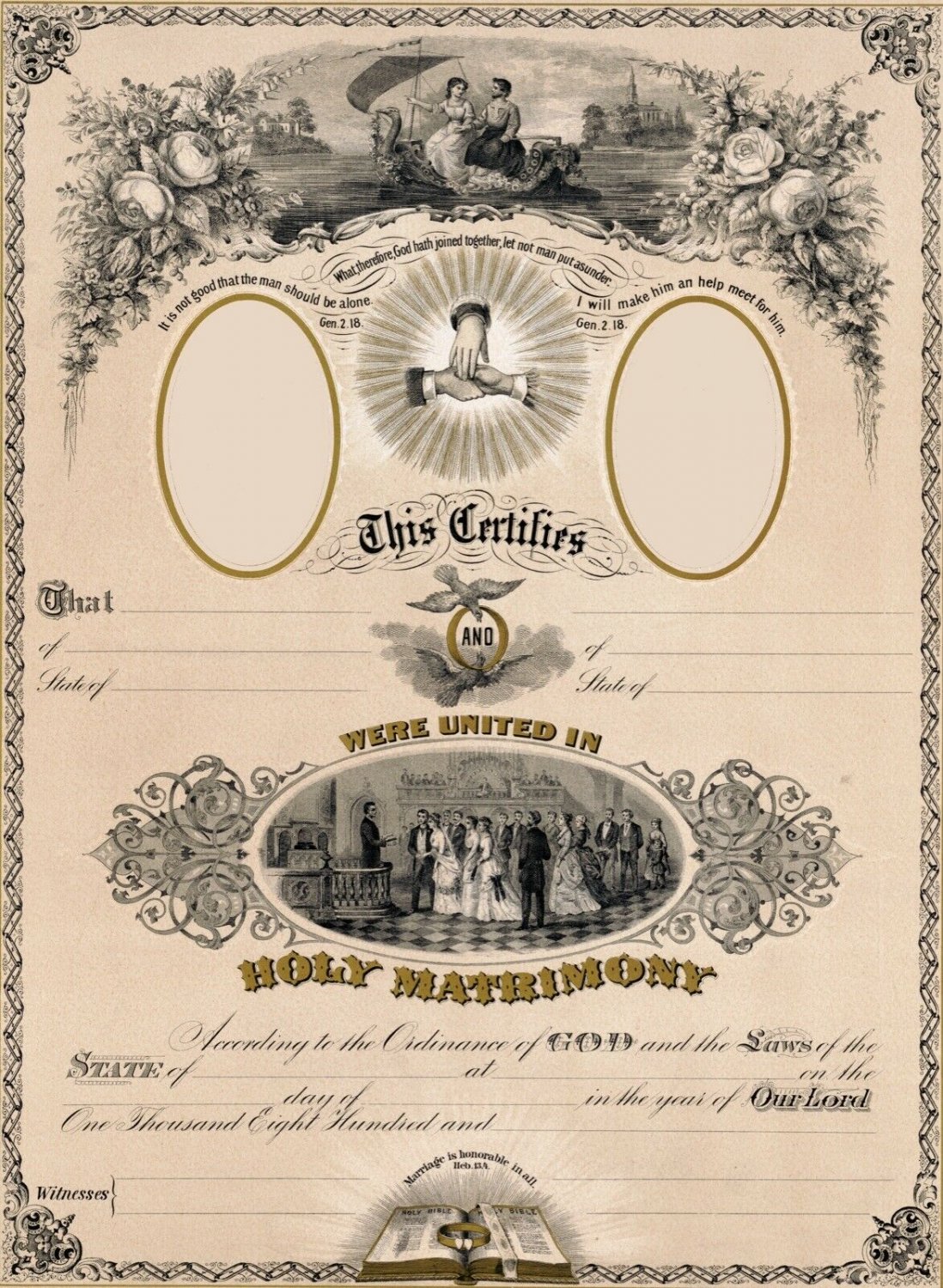 Wall Decor Poster.Wedding planner designs.Victorian married certificate.11615