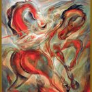 Decorative 11x14 Poster.Home wall decor.Red horses.Carlos Enriquez.8002 Decorative 11x14 Poster.Home wall decor.Red horses.Carlos Enriquez.8002