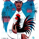 Decorative 11x14 Poster.Home wall interior.Home room art.Cuban guajiro.Gallo.Cock.6647