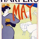 Decoration 11x14 Poster.Room interior.Girl with purple dress look at lambs.Sheep.7913 Decoration 11x14 Poster.Room interior.Girl with purple dress look at lambs.Sheep.7913