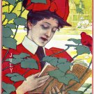 Decorative 11x14 Poster.Art Wall decor.Woman in red reading.7938
