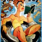 Decoration 11x14 Poster.Wall art design.Woman reading at the beach.10645 Decoration 11x14 Poster.Wall art design.Woman reading at the beach.10645
