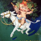 Decorative 8x10 Poster.Home wall decor.Baby riding donkey.Cognac.7956