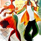 Decor 8x10 Poster.Home wall interior.Room design art.Black dancers full swing.6929