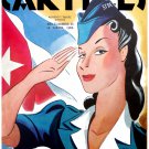 Decor 8x10 Poster.Home wall interior.Room design art.Cuban girl salutes flag.6939