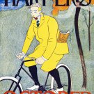 Decoration 8x10 Poster.Room interior.Bicycle ride.Yellow coat.suit.7911