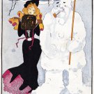 Decorative 8x10 Poster.Fashion girl and snow man.Winter.7990 Decorative 8x10 Poster.Fashion girl and snow man.Winter.7990