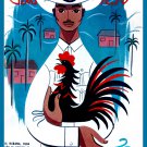 Decoration 8x10 Poster.Wall art design.Man with rooster.Cock.10499
