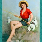 Decoration 8x10 Poster.Room art wall design. Pinup girl.Fishing.8857