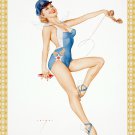 Decoration 8x10 Poster.Room art wall design. Pinup girl.Blue white suit.8890