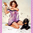 Decoration 11x14 Poster.Room art wall design. Pinup girl.Pet black dog.8821
