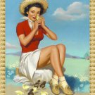 Decoration 11x14 Poster.Room art wall design. Pinup girl.Farmer with chicks.8836