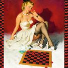 Decoration 11x14 Poster.Room art wall design. Pinup girl.Playing checkers.8842
