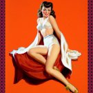 Decoration 11x14 Poster.Room art wall design. Pinup girl.Brunette golden shoes.8854