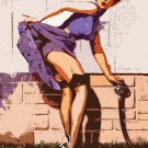 Decoration 11x14 Poster.Room art wall design. Pinup girl.Purple dress.8925