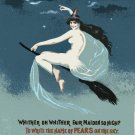 Decoration 11x14 Poster.Room art wall design. witch on a broom.9339 Decoration 11x14 Poster.Room art wall design. witch on a broom.9339
