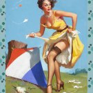 Decoration 16x20 Poster.Room art wall design. Pinup girl.Flying a kite.8832