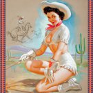 Decoration 16x20 Poster.Room art wall design. Pinup girl.Cowgirl in white.8900