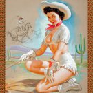 Decoration 16x20 Poster.Room art wall design. Pinup girl.Desert Cowgirl.8903
