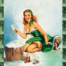 Decoration 16x20 Poster.Room art wall design. Pinup girl.Dog bath.8906